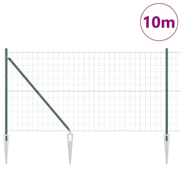vidaXL Zaun mit Pfosten Gr&uuml;n 1,4 x 10 m Stahl und PVC
