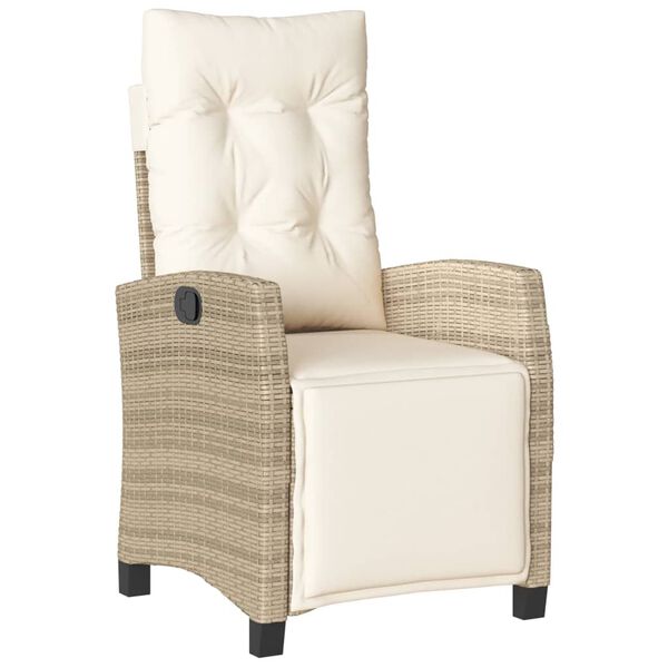vidaXL 3-tlg. Garten-Essgruppe mit Kissen Beige Poly Rattan