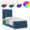 vidaXL Ottoman-Bett mit Matratzen & LEDs Dunkelblau 90x190 cm Samt