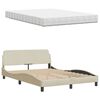 vidaXL Bett mit Matratze Creme 140x200 cm Stoff