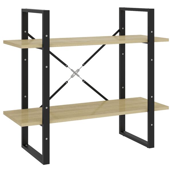 vidaXL B&uuml;cherregal 2 F&auml;cher Sonoma-Eiche 80x30x70 cm Holzwerkstoff