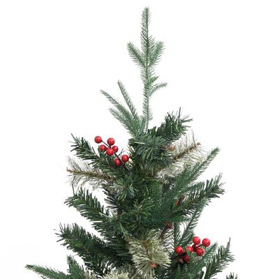 vidaXL Weihnachtsbaum mit Zapfen Grün 195 cm PVC & PE