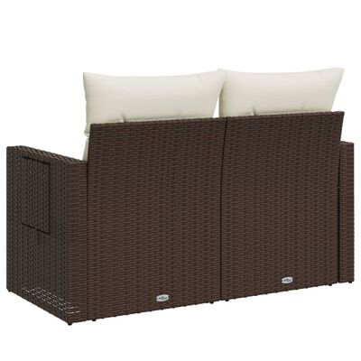 vidaXL Gartensofa mit Kissen 2-Sitzer Braun Poly Rattan