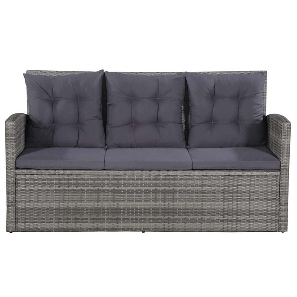 vidaXL 6-tlg. Garten-Lounge-Set mit Auflagen Poly Rattan Grau