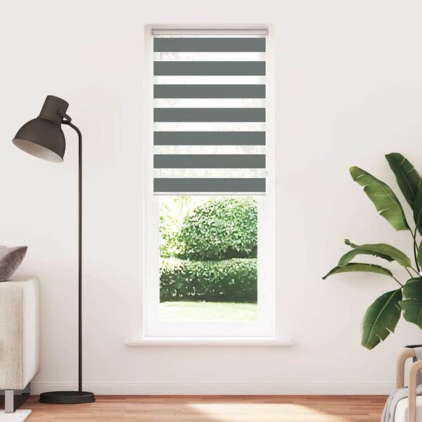 vidaXL Doppelrollo Dunkelgrau 85x200 cm Stoffbreite 80,9 cm Polyester