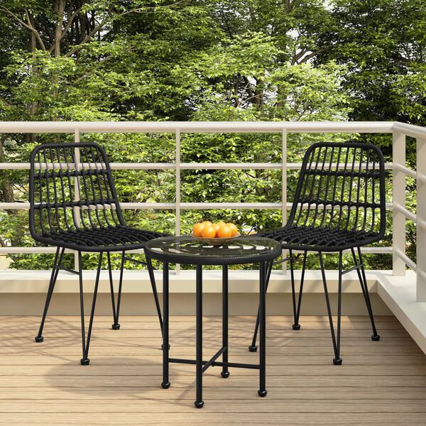 vidaXL 3-tlg. Garten-Essgruppe Schwarz Poly Rattan