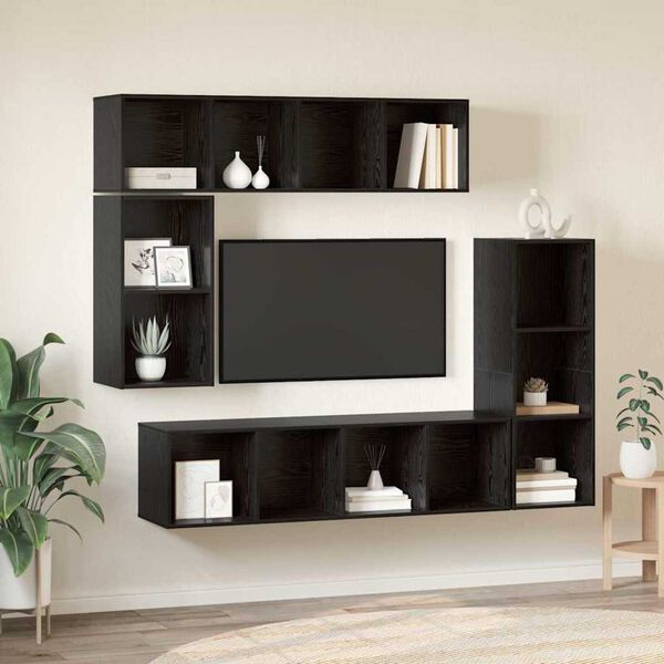 vidaXL TV-Schrankset 4 pcs Schwarz Eichen-Optik Holzwerkstoff