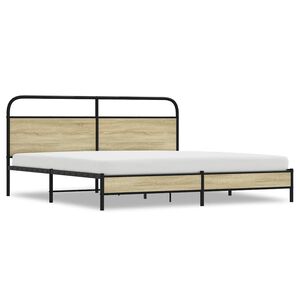 vidaXL Metallbett ohne Matratze Sonoma-Eiche 180x200 cm