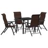 vidaXL Garten Essgruppe 5 pcs Braun Pulverbeschichteter Stahl