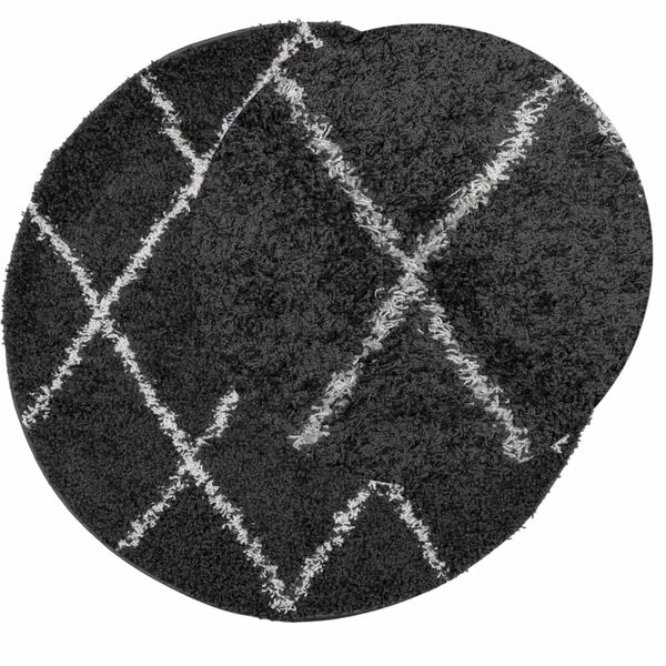 vidaXL Shaggy-Teppich PAMPLONA Hochflor Modern Schwarz Creme &Oslash; 240 cm