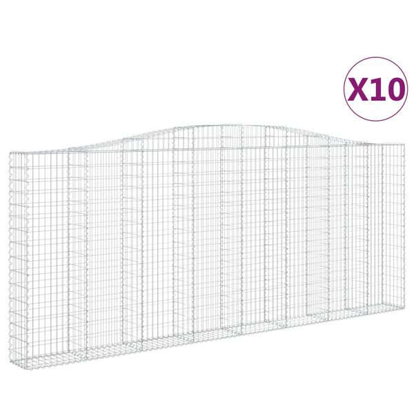 vidaXL Gabionen mit Hochbogen 10 Stk 400x30x160/180cm Verzinktes Eisen