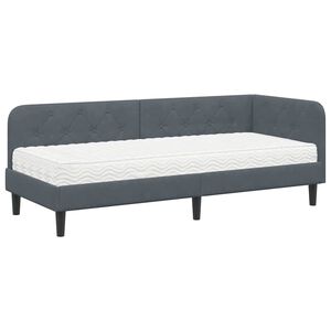 vidaXL Eckbettgestell mit Matratze Dunkelgrau 80 x 200 cm Samt