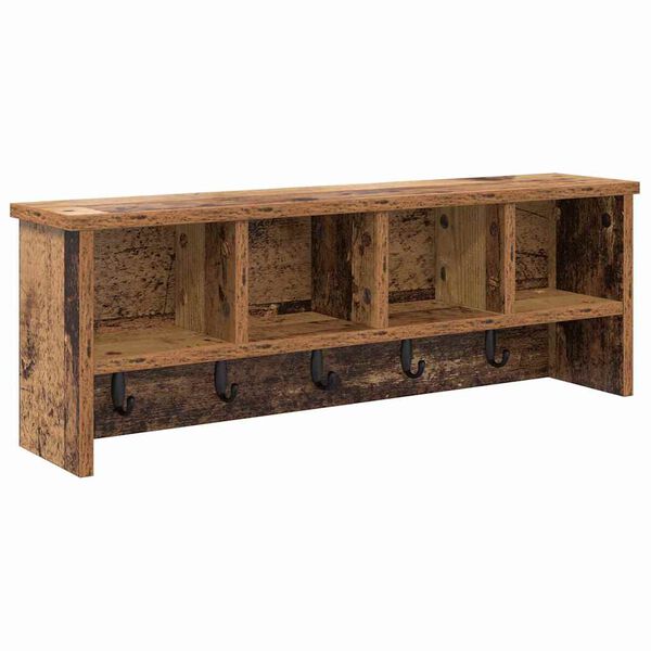 vidaXL Wandmontierter Kleiderst&auml;nder mit Regal Altholz 75 x 16 x 26 cm