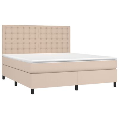 vidaXL Boxspringbett Matratze Cappuccino-Braun 160x200 cm Kunstleder