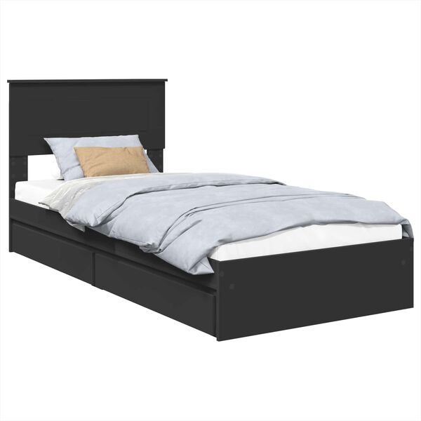 vidaXL Aufbewahrungsbett Schwarz 100 x 200 cm Holzwerkstoff