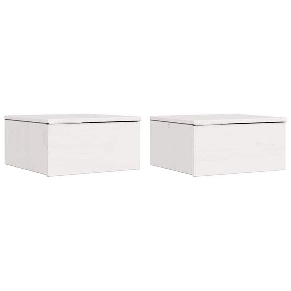 vidaXL Nachttisch 2 pcs Wei&szlig; 37 x 35 x 18,5 cm Massivholz Kiefer