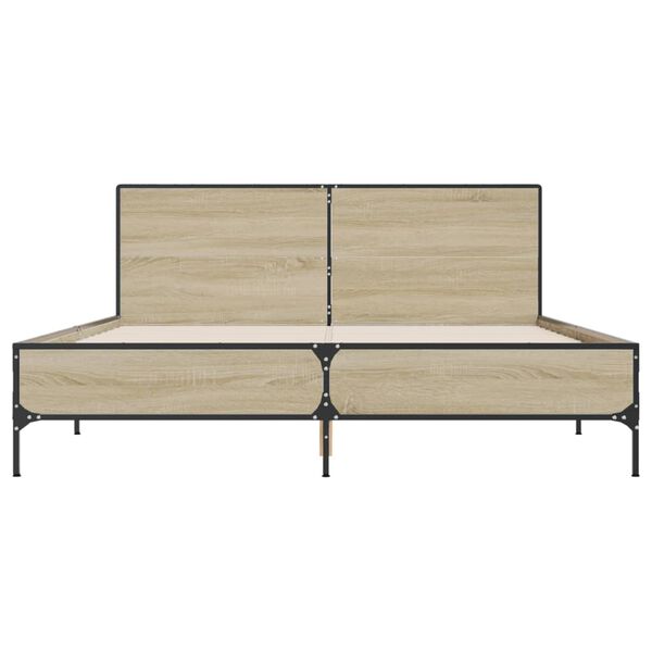 vidaXL Bettgestell Sonoma-Eiche 160x200 cm Holzwerkstoff und Metall