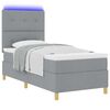 vidaXL LED Boxspringbett mit Matratze Hellgrau 80 x 200 cm Stoff