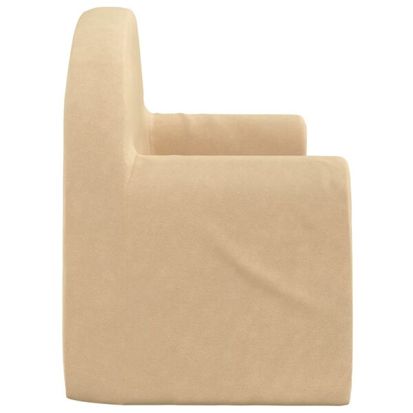 vidaXL 2-Sitzer Kindersofa mit Schlaffunktion Creme Weicher Pl&uuml;sch