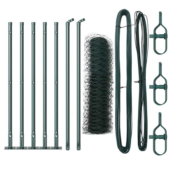 vidaXL Zaunpfosten Gr&uuml;n 10 x 0,5 m (36 mm Mesh) Stahl und PVC