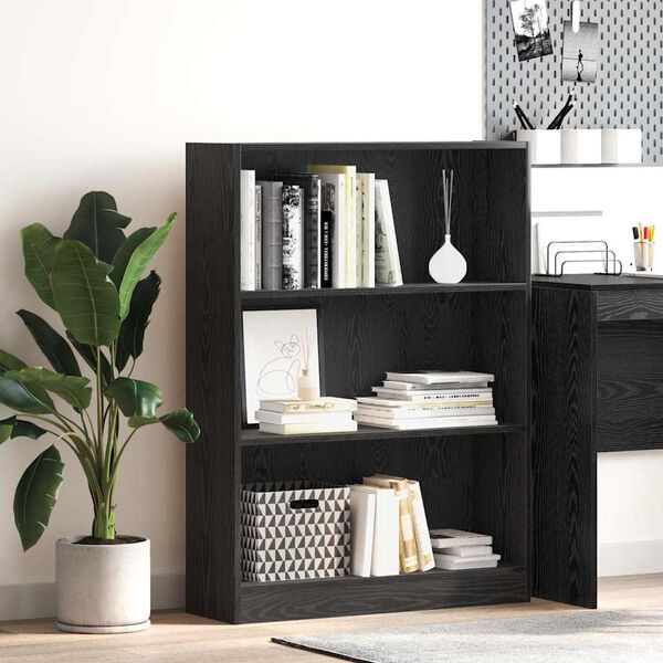 vidaXL B&uuml;cherregal Schwarz Eichen-Optik 80 x 24 x 109 cm Holzwerkstoff