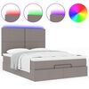 vidaXL Ottoman-Bett mit Matratze & LEDs Taupe 140x200 cm Stoff