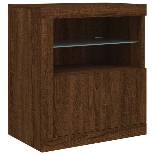 vidaXL Sideboard mit LED-Leuchten Braun Eichen-Optik 60,5x37x67 cm