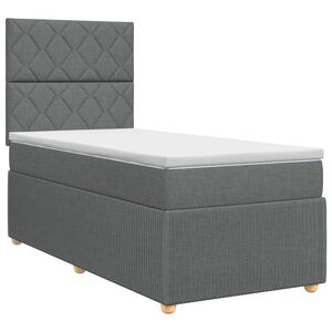 vidaXL Boxspringbett mit Matratze Dunkelgrau Einzeln Stoff