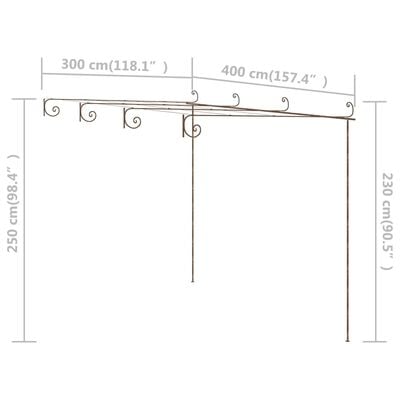 vidaXL Garten-Pergola Antik-Braun 4x3x2,5 m Eisen