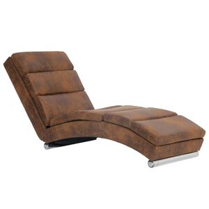 vidaXL Chaiselongue Braun Wildleder-Optik
