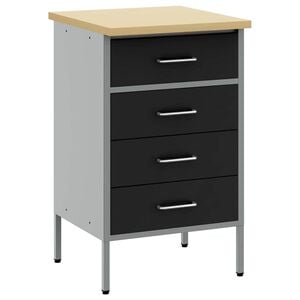 vidaXL Werkbank mit Schubladen Schwarz und Grau 50 x 55 x 85 cm