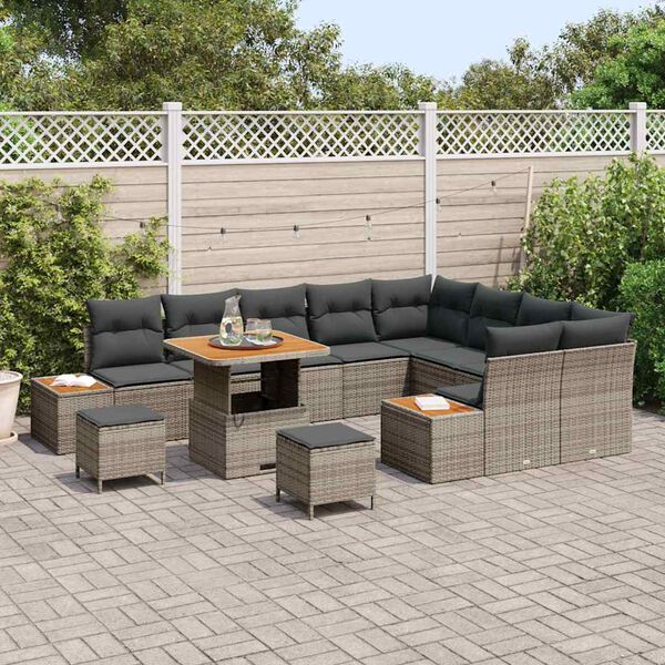 vidaXL Gartensofa-set 12 pcs Grau Poly-Rattan