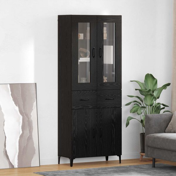 vidaXL Highboard Schwarz Eichen-Optik 69,5 x 34 x 180 cm Holzwerkstoff