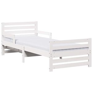 vidaXL Bettrahmen mit Matratze Wei&szlig; 80 x 200 cm Massives Kiefernholz