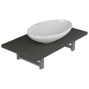 vidaXL 2-tlg. Badm&ouml;bel-Set Keramik Grau