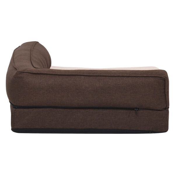 vidaXL Hundematratze Ergonomisch 75x53 cm Leinenoptik Fleece Braun