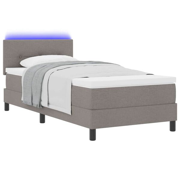 vidaXL Boxspringbett mit Matratze Taupe 100 x 200 cm Stoff