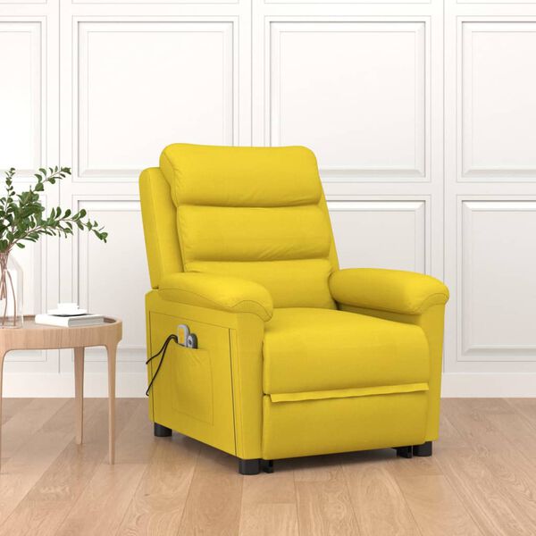 vidaXL Massagesessel mit Aufstehhilfe Hellgelb Stoff