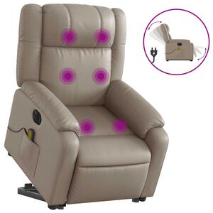vidaXL Massagesessel mit Aufstehhilfe Elektrisch Cappuccino Kunstleder