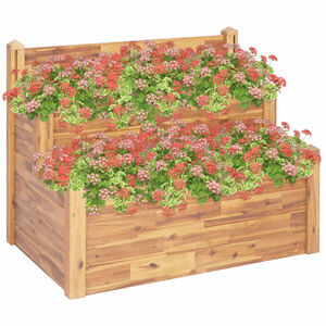 vidaXL Pflanzk&uuml;bel auf 2 Ebenen 110 x 75 x 84 cm Massivholz Akazie