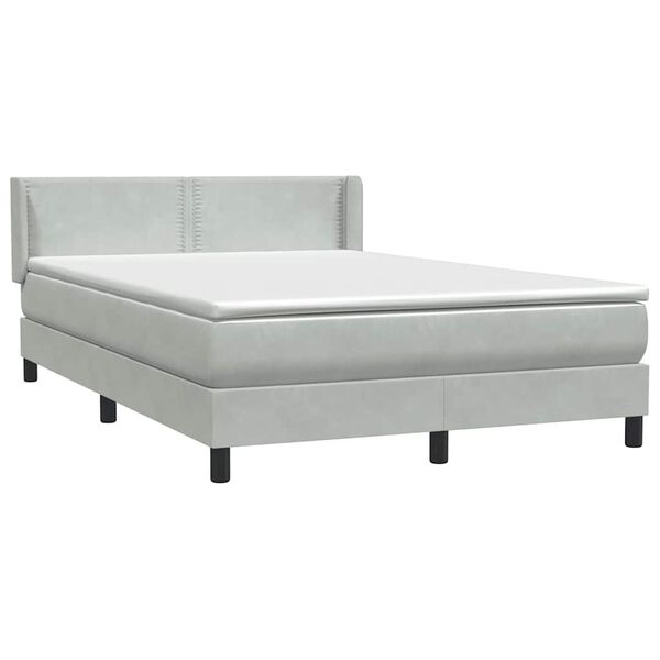 vidaXL Boxspringbett mit Matratze Hellgrau 160x210 cm Samt