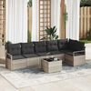 vidaXL Sofa Set mit Kissen mit Speicher 7 pcs Hellgrau Poly-Rattan