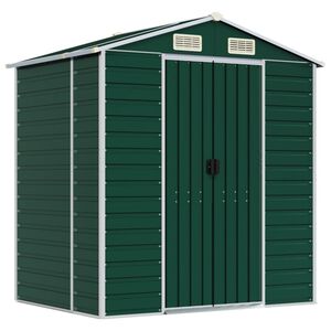 vidaXL Ger&auml;tehaus Gr&uuml;n 191x130x198 cm Verzinkter Stahl
