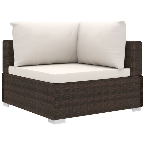 vidaXL 8-tlg. Garten-Lounge-Set mit Auflagen Poly Rattan Braun