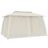 vidaXL Pavillon mit Doppeldach & Netzw&auml;nden Creme 3,93x2,93 m Stahl
