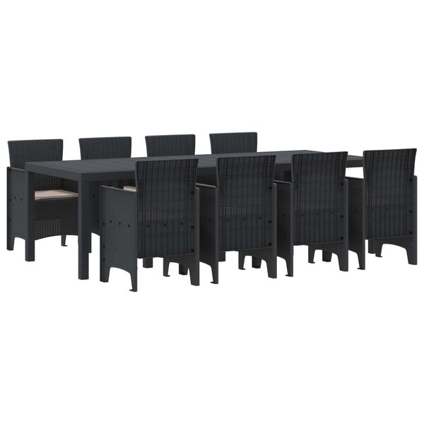 vidaXL Garten Essgruppe 9 pcs Anthrazit Polypropylen