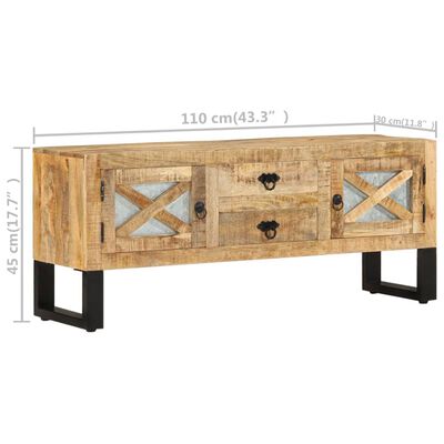 vidaXL TV-Schrank 110x30x45 cm Raues Mangoholz