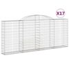 vidaXL Gabionen mit Hochbogen 17 Stk 300x30x120/140cm Verzinktes Eisen