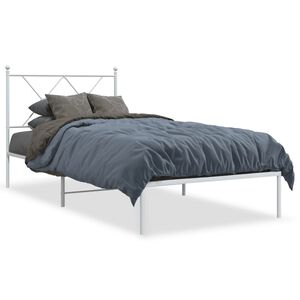 vidaXL Bettgestell mit Kopfteil Metall Wei&szlig; 90x190 cm