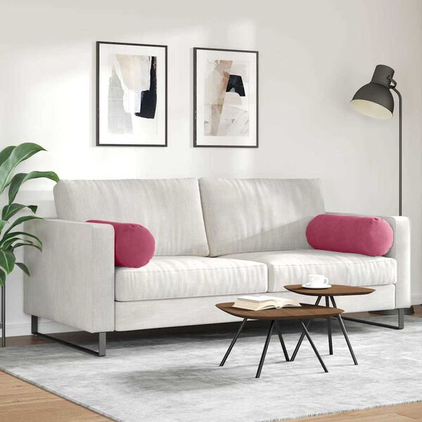 vidaXL Bolsterkissen 2 St&uuml;ck Weinrot &Oslash; 25 x 70 cm Cordstoff